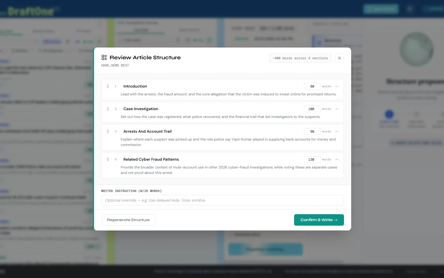 DraftOne structure
